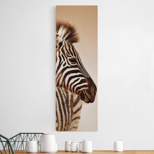 Canvastavlor zebror Zebra Baby Portrait
