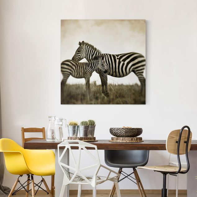Canvastavlor zebror Zebra Couple
