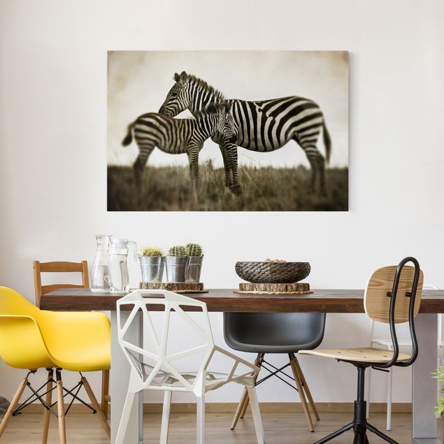 Canvastavlor zebror Zebra Couple