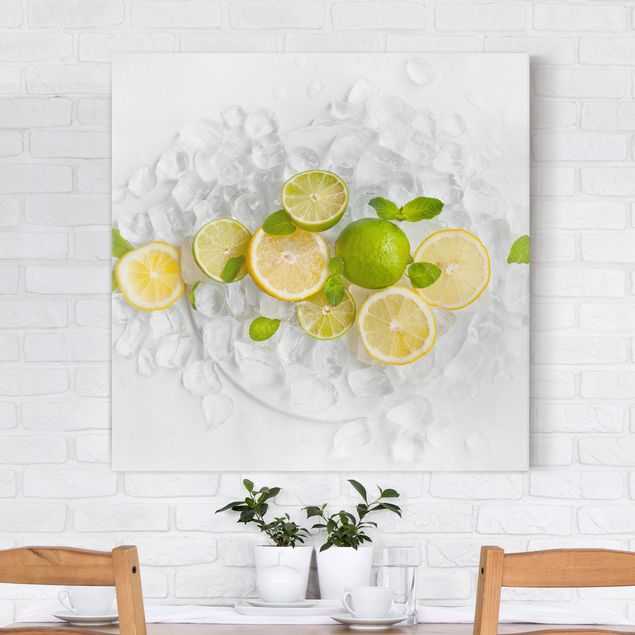 Kök dekoration Citrus Fruit On Ice Cubes