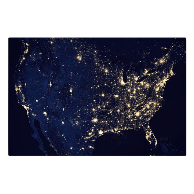 Tavlor svart NASA Picture USA From Space By Night