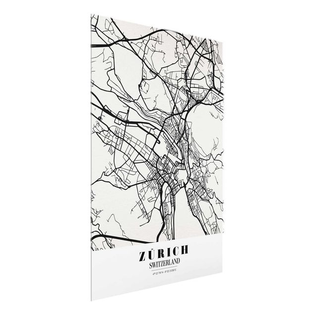 Glastavlor ordspråk Zurich City Map - Classic