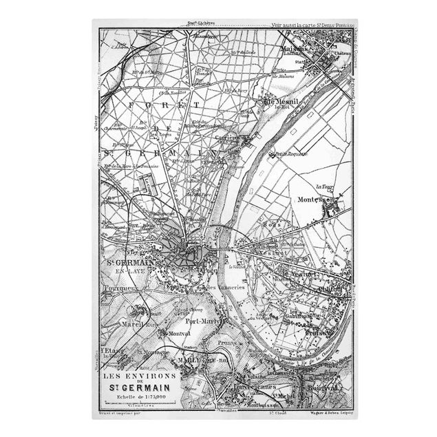 Canvastavlor världskartor Vintage Map St Germain Paris