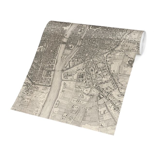 Fototapeter världskartor Vintage Map Paris