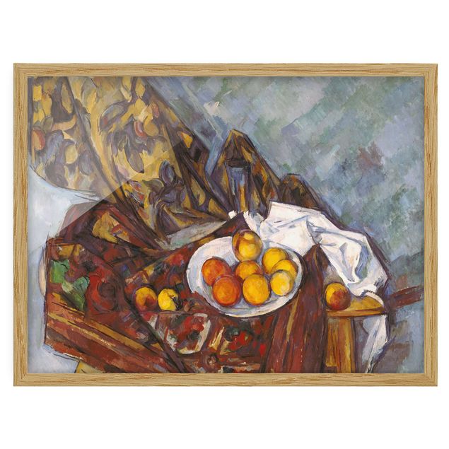 Konststilar Post Impressionism Paul Cézanne - Still Life, Flower Curtain, And Fruits