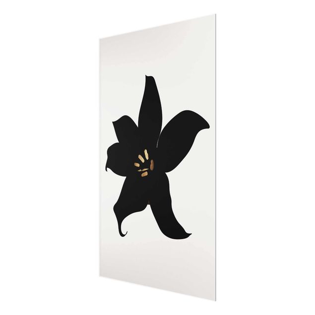 Glastavlor svart och vitt Graphical Plant World - Orchid Black And Gold