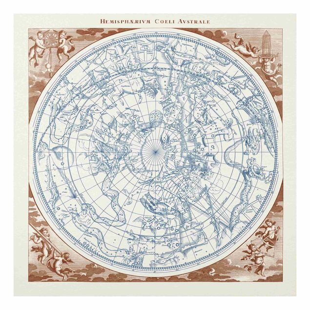 Tavlor blå Vintage Star Map Southern Hemissphere
