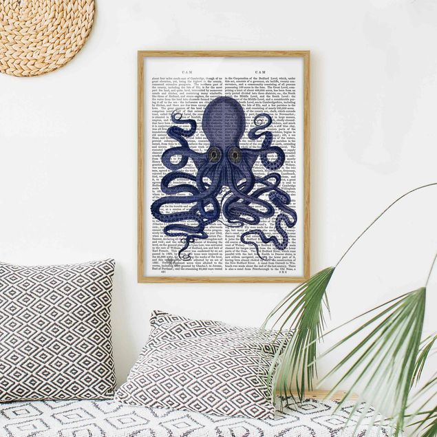 Tavlor med ram djur Animal Reading - Octopus