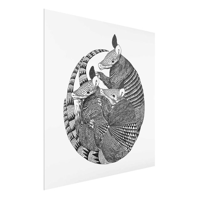 Glastavlor djur Illustration Armadillos Black And White Pattern