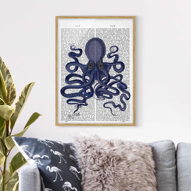 Tavlor med ram ordspråk Animal Reading - Octopus