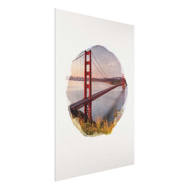 Tavlor arkitektur och skyline WaterColours - Golden Gate Bridge In San Francisco