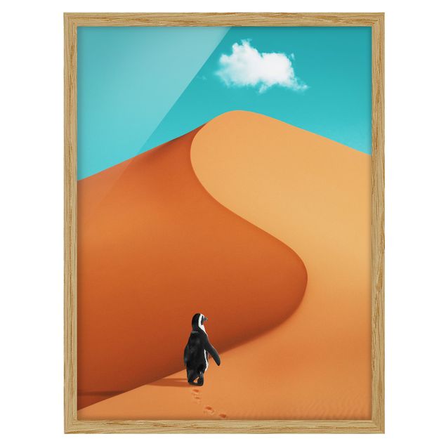 Tavlor med ram landskap Desert With Penguin