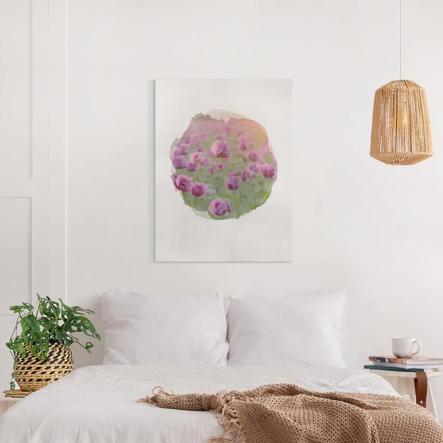 Kök dekoration WaterColours - Violet Poppy Flowers Meadow In Spring