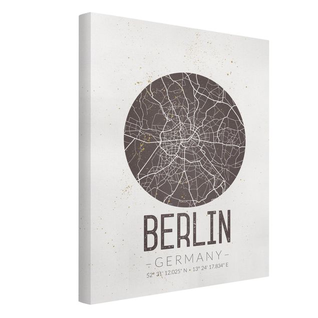 Tavlor världskartor City Map Berlin - Retro