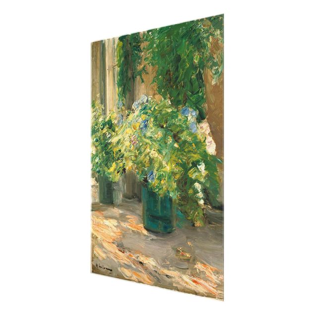 Glastavlor blommor  Max Liebermann - Flower Pots In Front Of The House