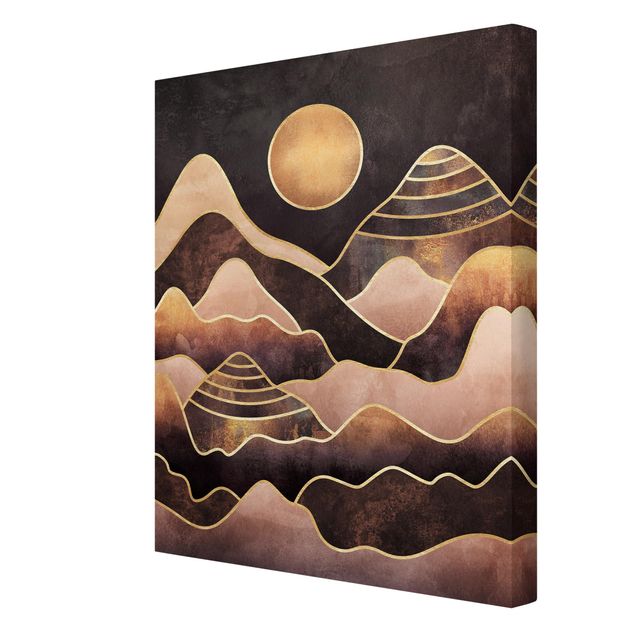 Canvastavlor konstutskrifter Golden Sun Abstract Mountains
