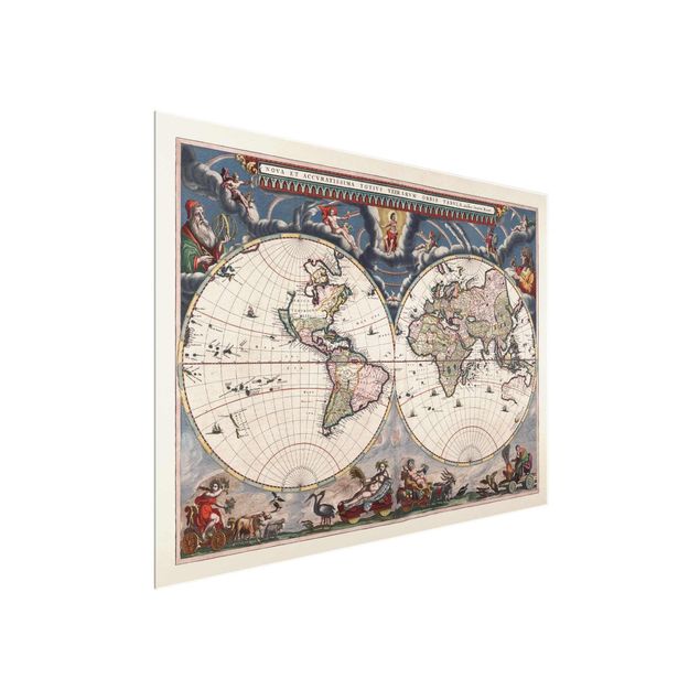 Tavlor retro Historic World Map Nova Et Accuratissima Of 1664