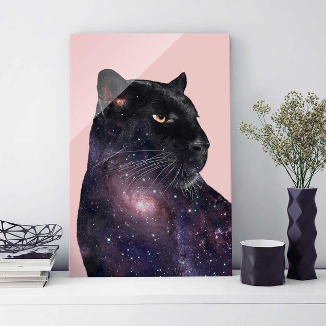 Magnettafel Glas Panther With Galaxy