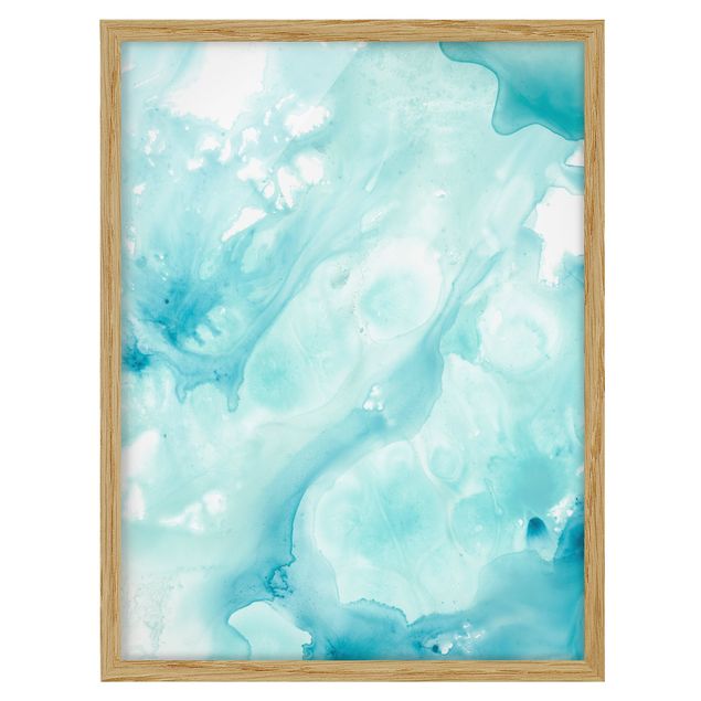 Tavlor modernt Emulsion In White And Turquoise I