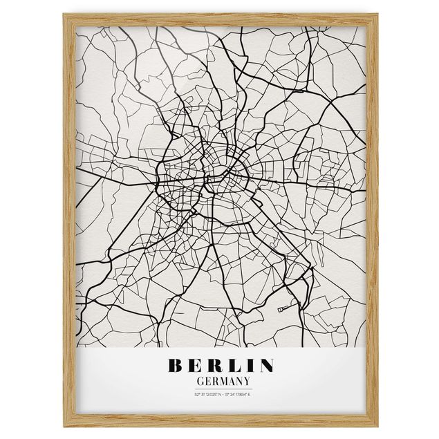Tavlor med ram ordspråk Berlin City Map - Classic