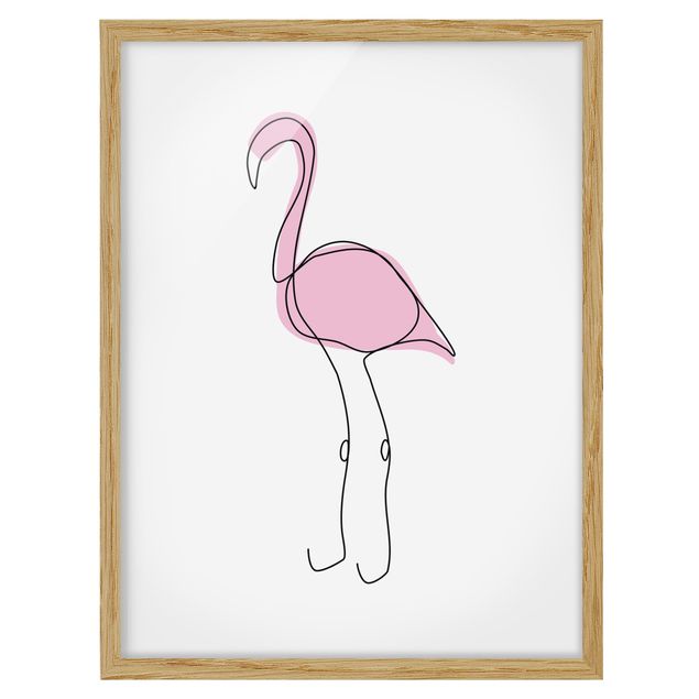 Tavlor djur Flamingo Line Art