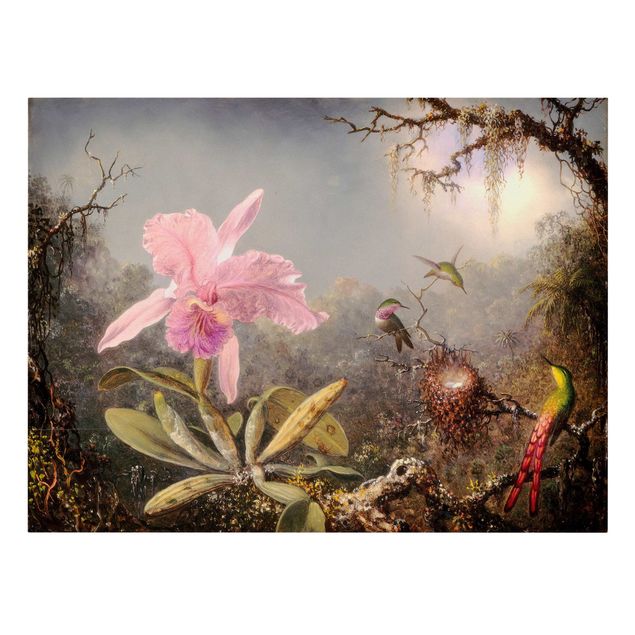 Konstutskrifter Martin Johnson Heade - Orchid And Three Hummingbirds