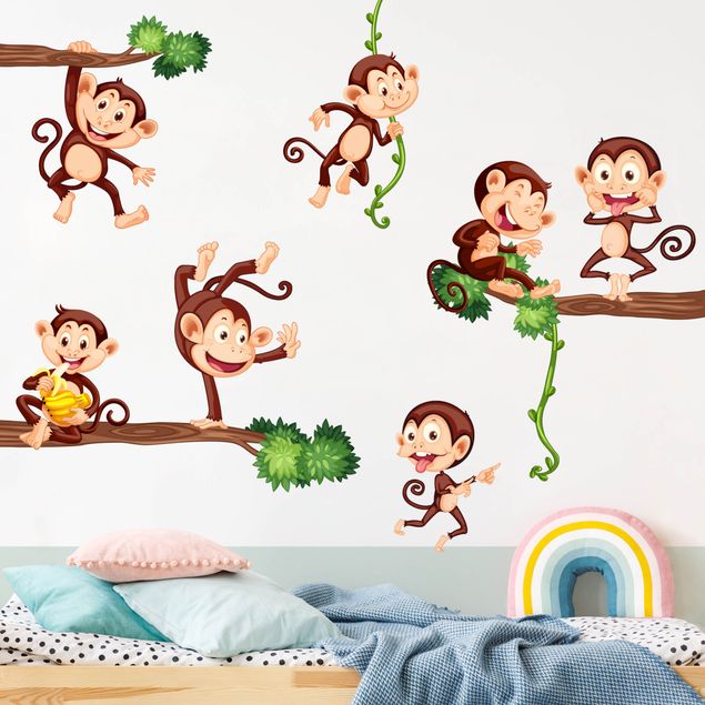 Wallstickers djungel Monkey family