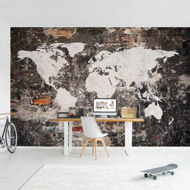 Kök dekoration Old Wall World Map