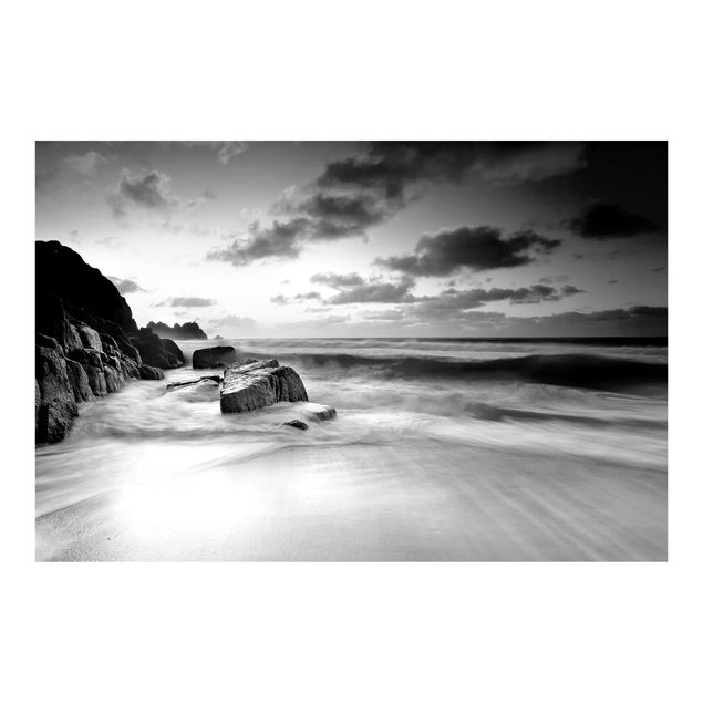 Fototapeter landskap At The Ocean In Cornwall Black And White