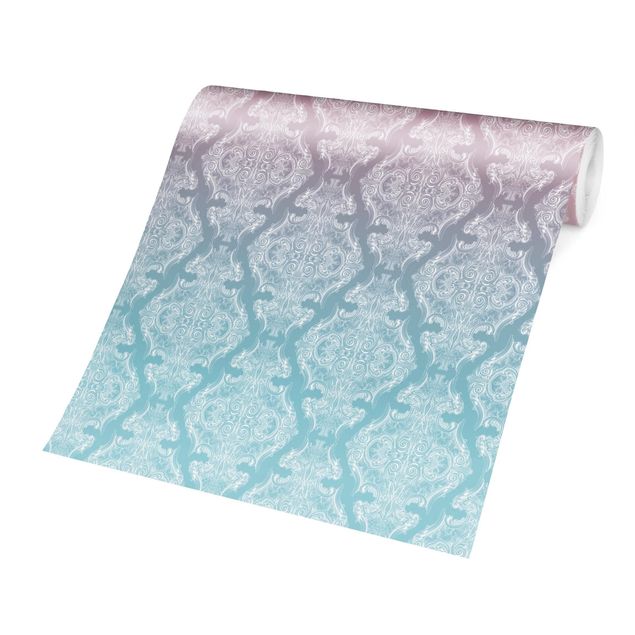 Fototapeter rosa Watercolour Baroque Pattern With Blue Pink Gradient