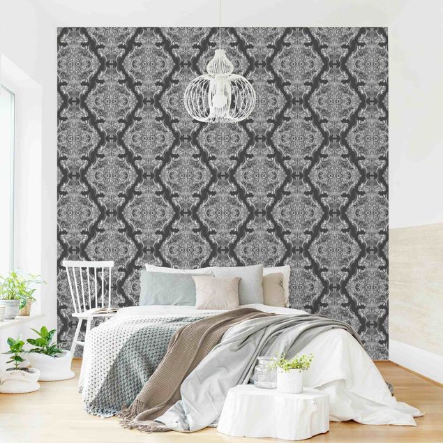 Tapeter barock Watercolour Baroque Pattern In Front Of Dark Gray