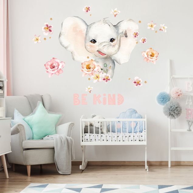 Autocolantes de parede animais Watercolor Elephant - Be child