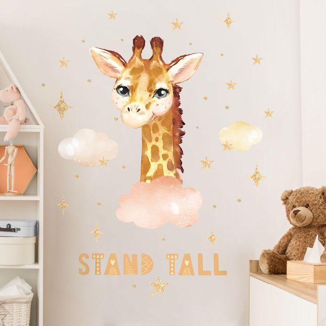 Autocolantes de parede girafas Watercolor Giraffe - Stand Tall