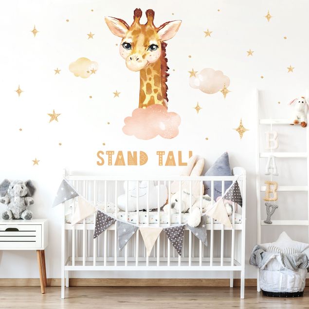 Autocolantes de parede animais Watercolor Giraffe - Stand Tall