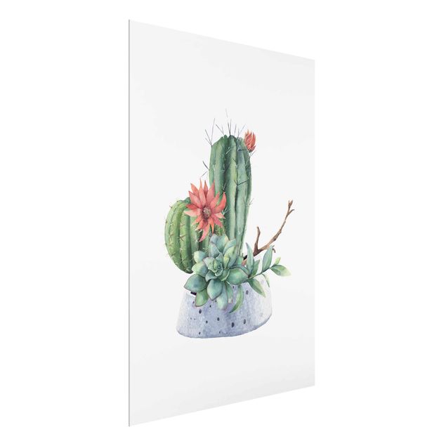 Tavlor blommor  Watercolour Cacti Illustration