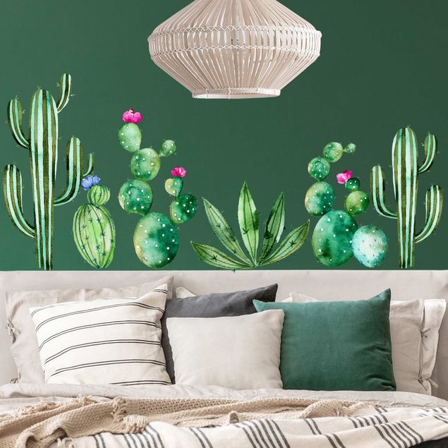 Wallstickers växter Watercolor cactus set