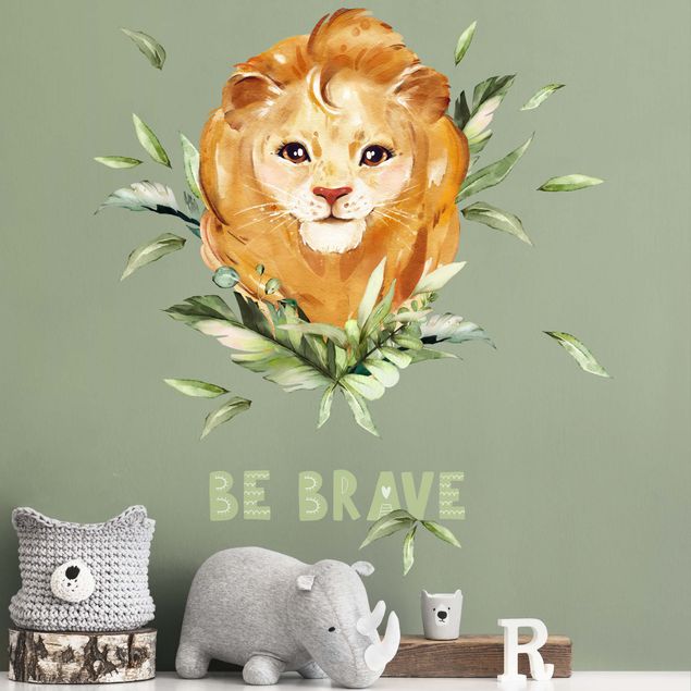 Inredning av barnrum Watercolor Lion - Be Brave