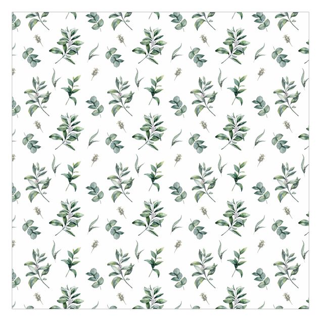 Tapeter Watercolor Pattern Branches And Leaves