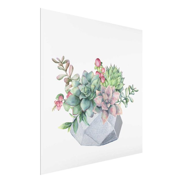 Tavlor blommor  Watercolour Succulents Illustration