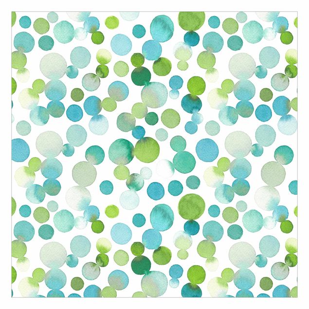Tapeter Watercolour Dots Confetti In Bluish Green