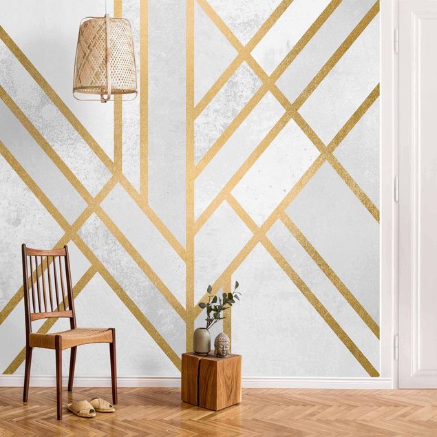 Kök dekoration Art Deco Geometry White Gold