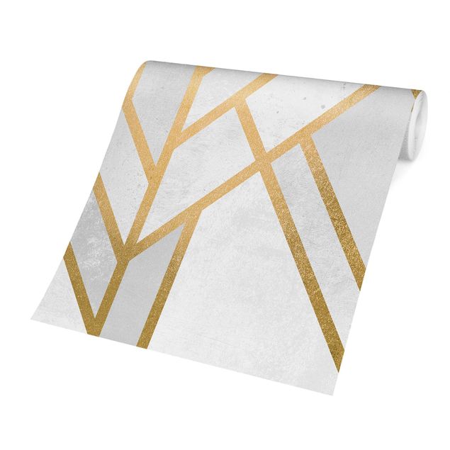 Tapeter modernt Art Deco Geometry White Gold