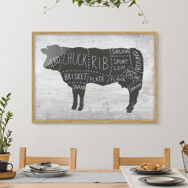 Tavlor med ram svart och vitt Butcher Board - Beef