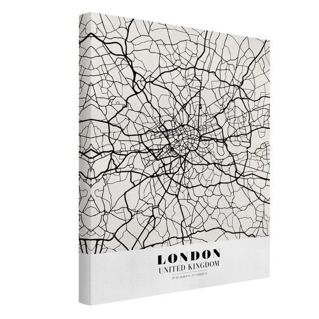 Canvastavlor svart och vitt London City Map - Classic