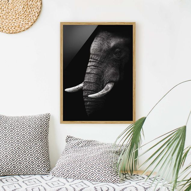 Tavlor elefanter Dark Elephant Portrait
