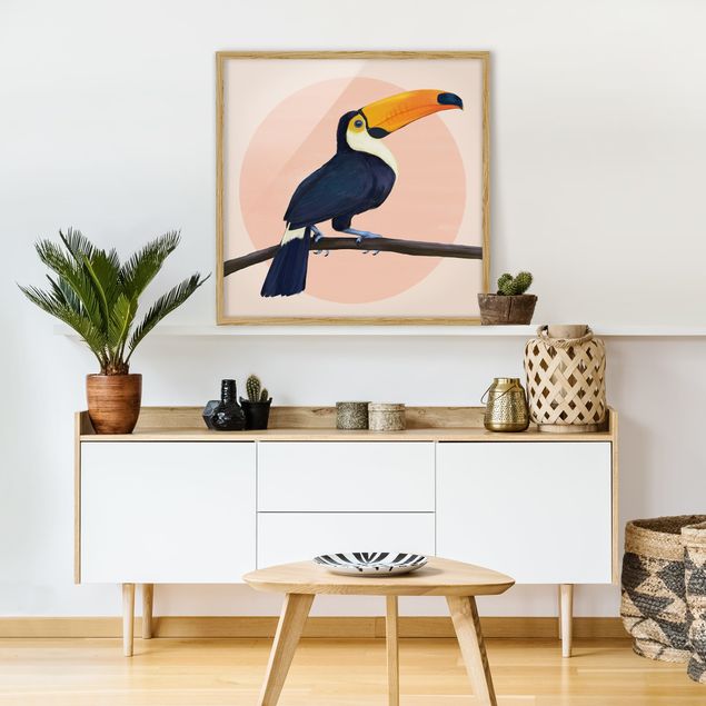 Tavlor konstutskrifter Illustration Bird Toucan Painting Pastel