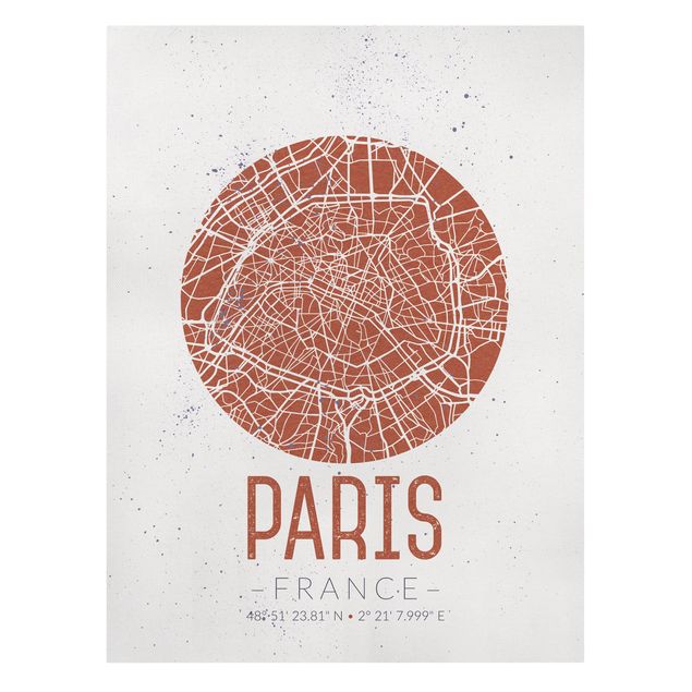 Canvastavlor världskartor City Map Paris - Retro