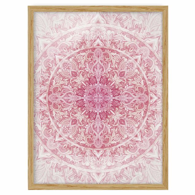 Tavlor andlig Mandala WaterColours Sun Ornament Light Pink