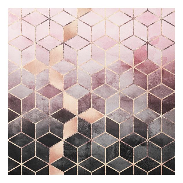 Tavlor konstutskrifter Pink Grey Golden Geometry