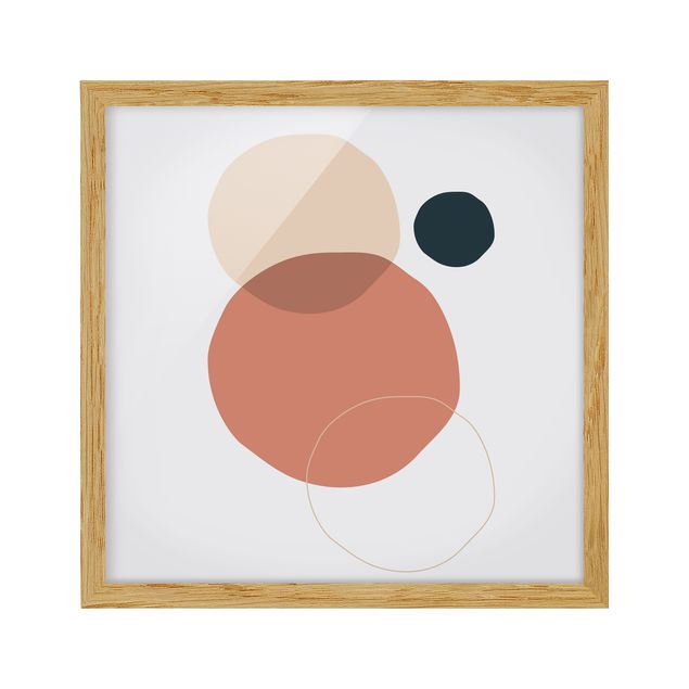 Tavlor med ram abstrakt Line Art Circles Pastel